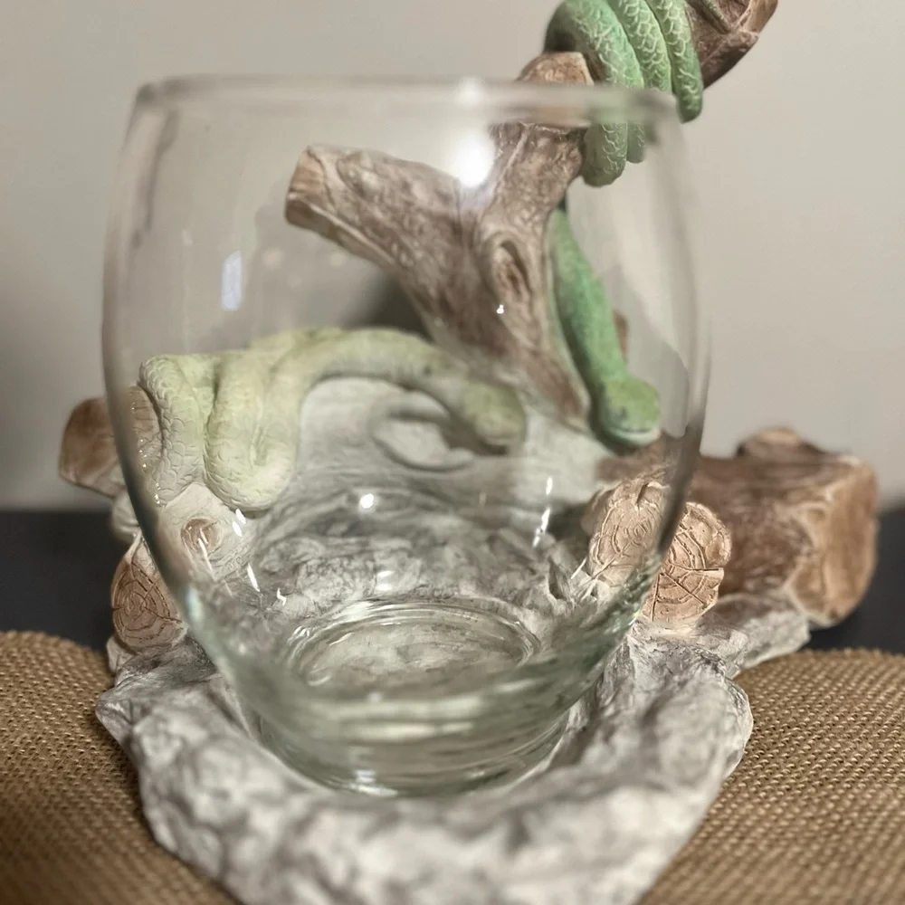 Decorative Tree Branch snakes vessel for fish bowl with Green Accents. Rare.